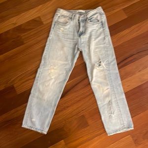 zara high waist straight leg blue jeans